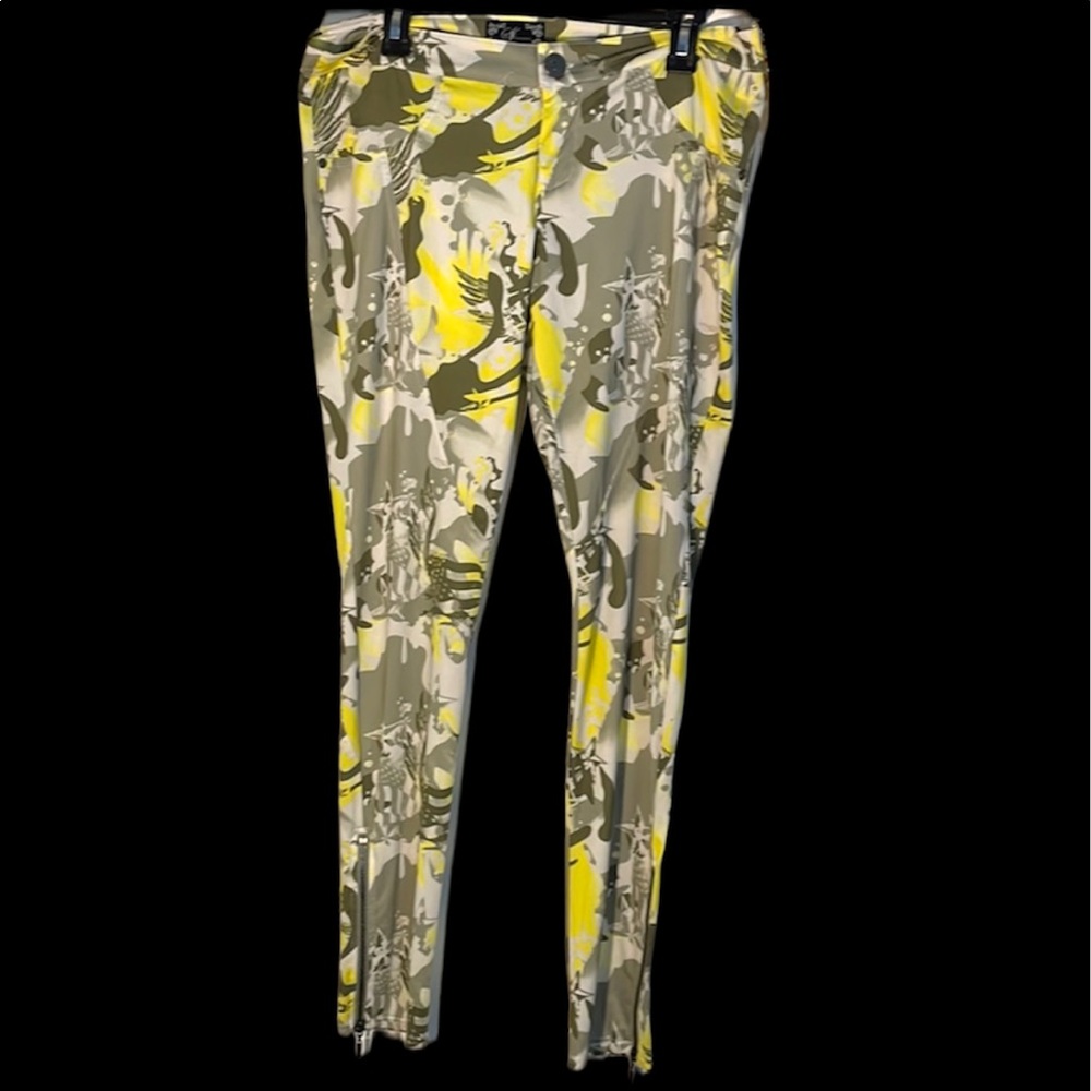 Sean John yellow & green patterned XL stretchy pants